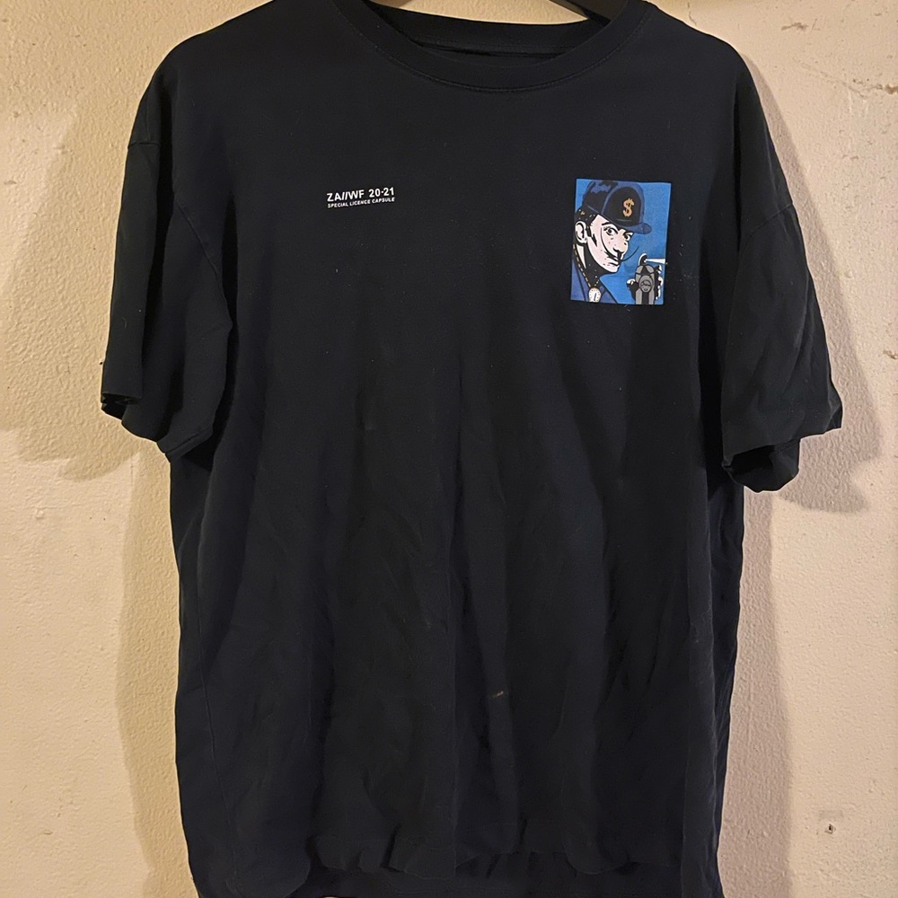 Zara men Black Graphic T-Shirt